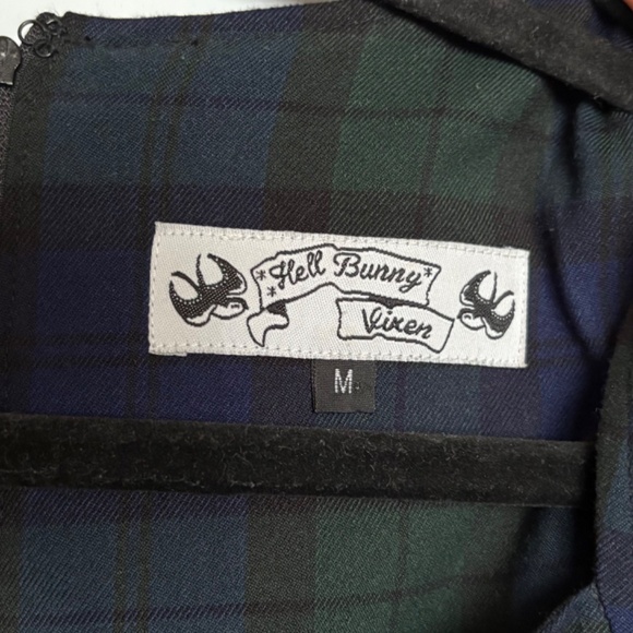 Hell Bunny Vixen, retro green and blue tartan flare dress - Picture 8 of 9